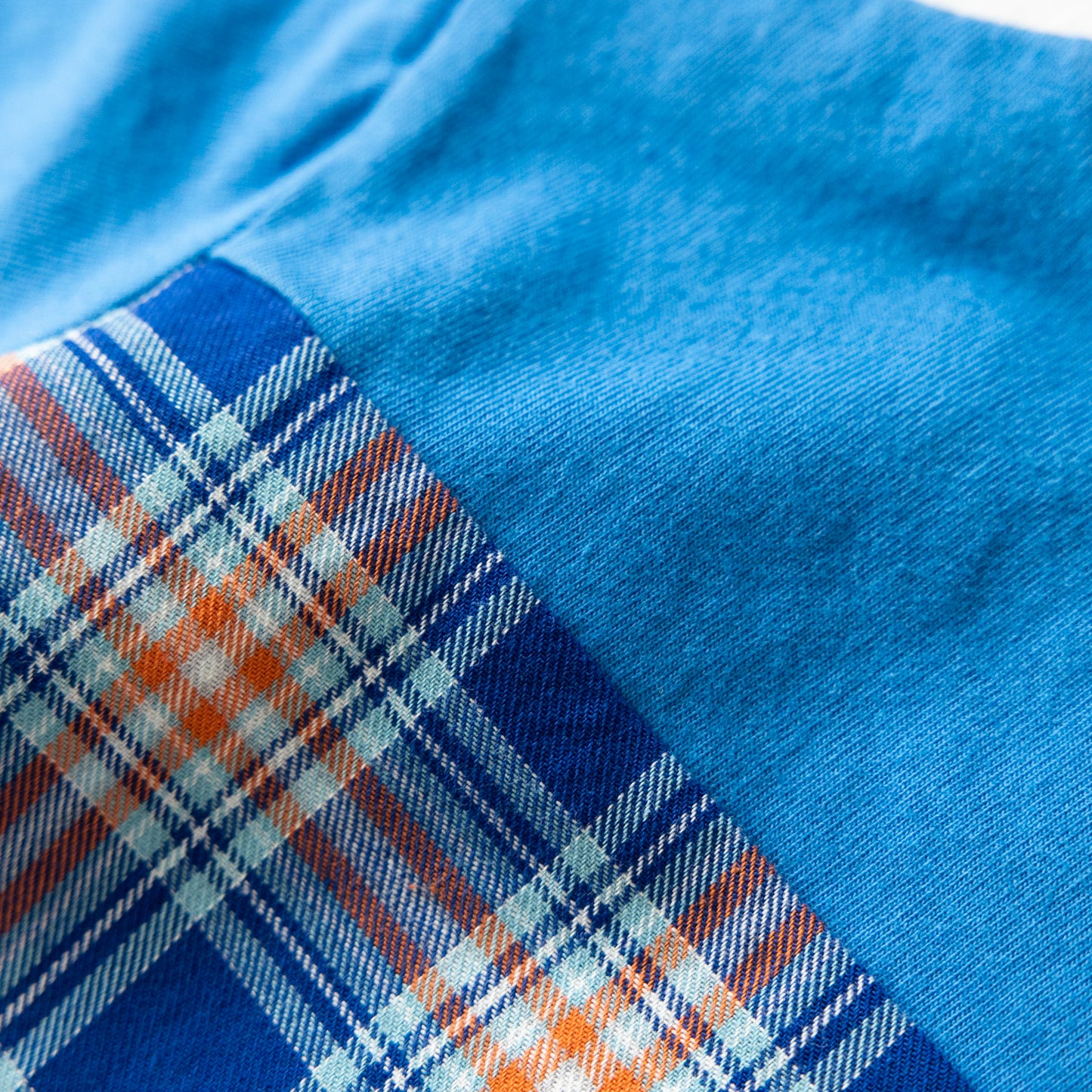 チェック切り替えTシャツ BLUE