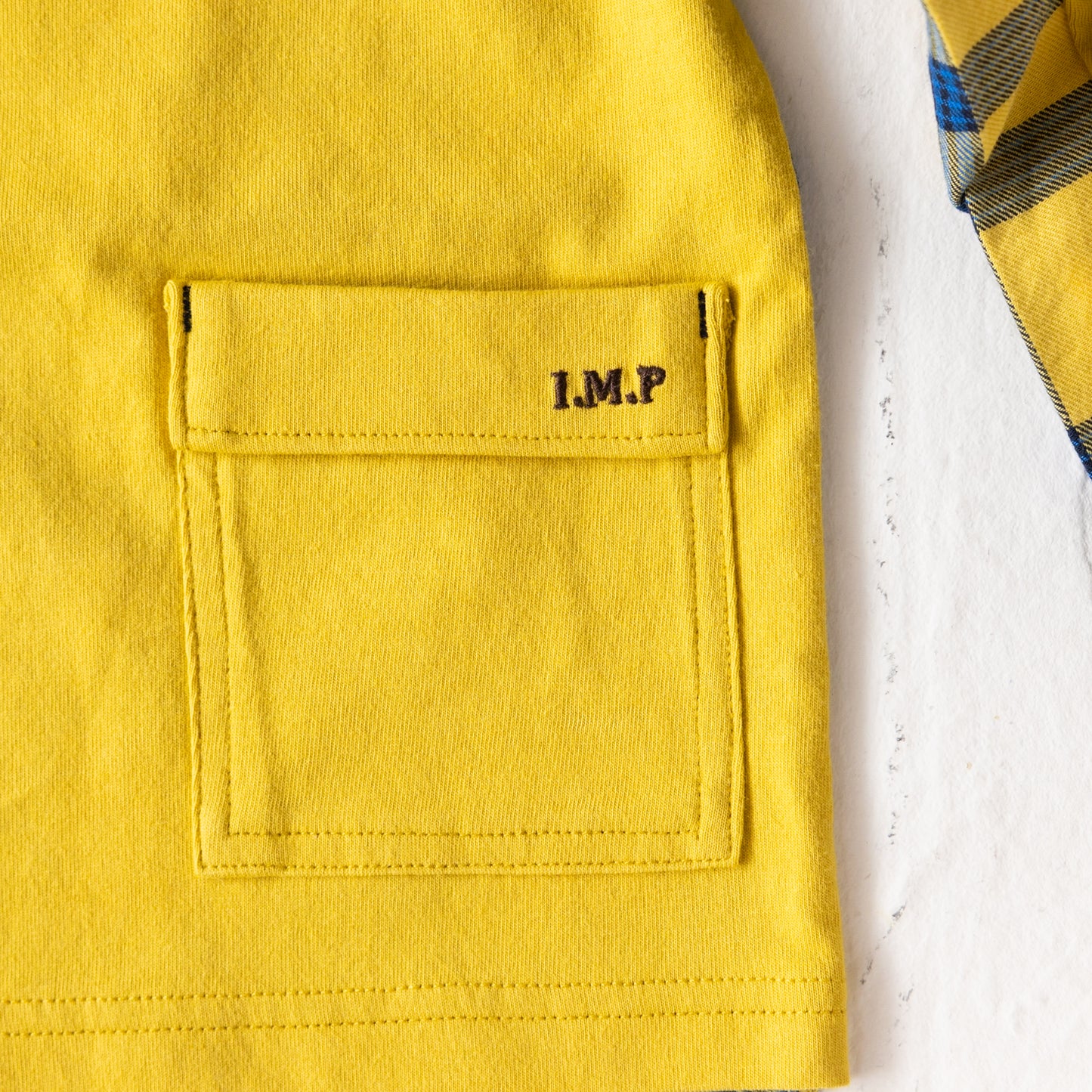 チェック切り替えTシャツ YELLOW