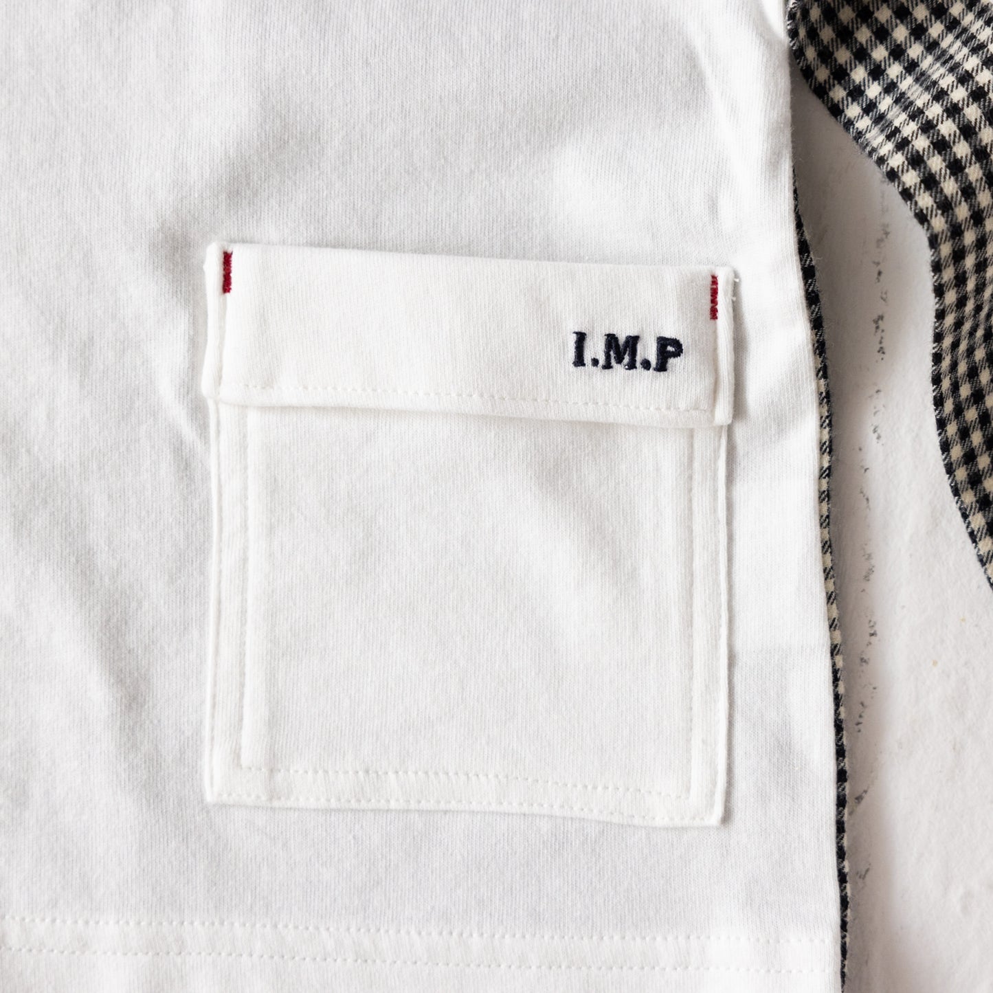 チェック切り替えTシャツ OFF-WHITE