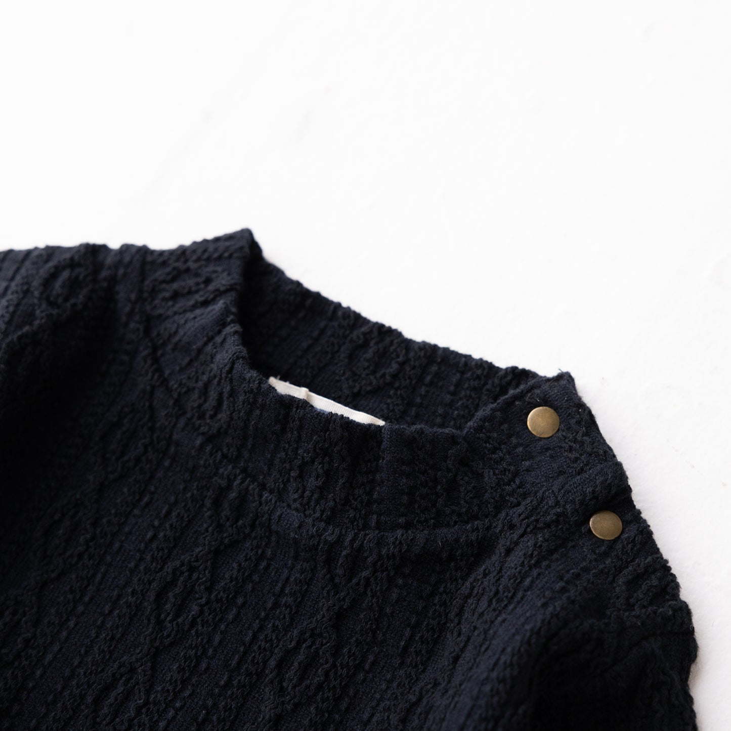ケーブルニットハイネックTシャツ BLACK
