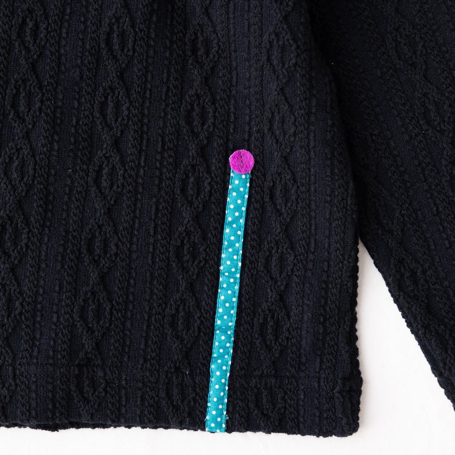 ケーブルニットハイネックTシャツ BLACK