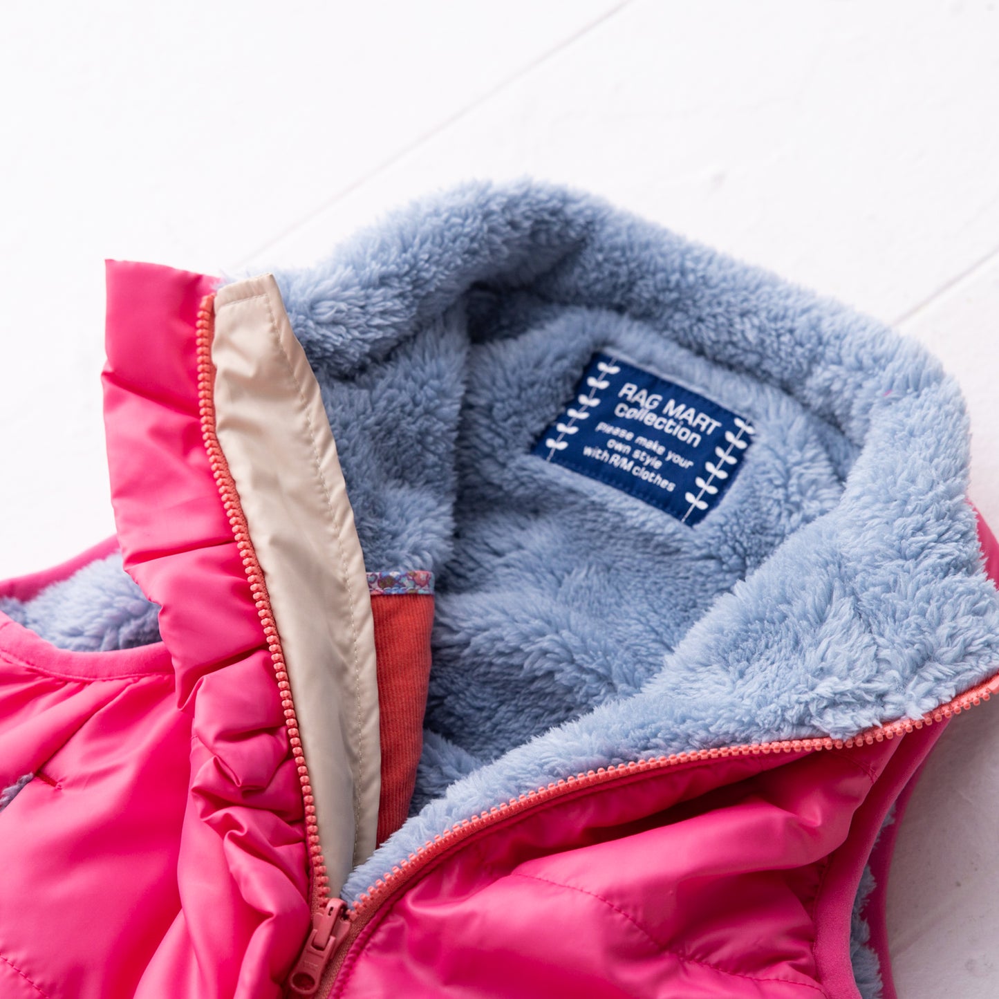 リバーシブルリボンナイロンベスト PINK