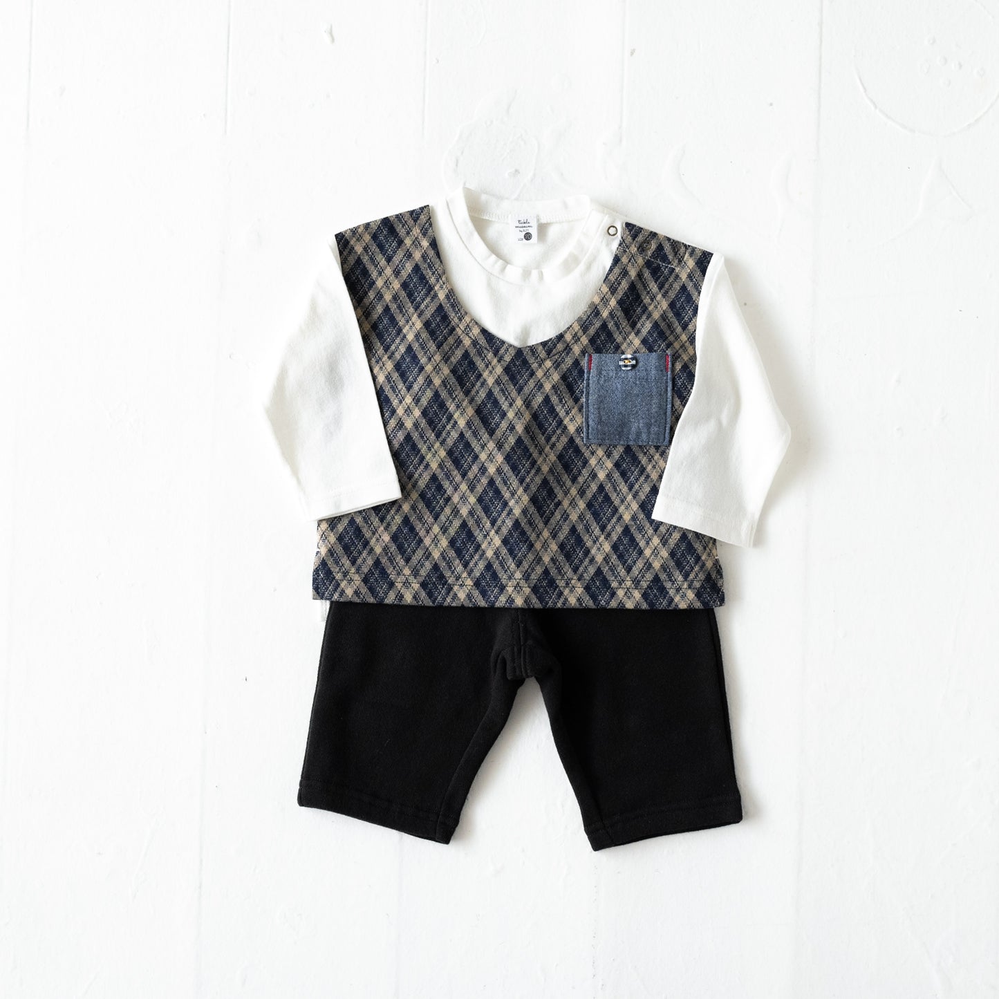 レイヤード風Tシャツ&パンツセット OFF-WHITE