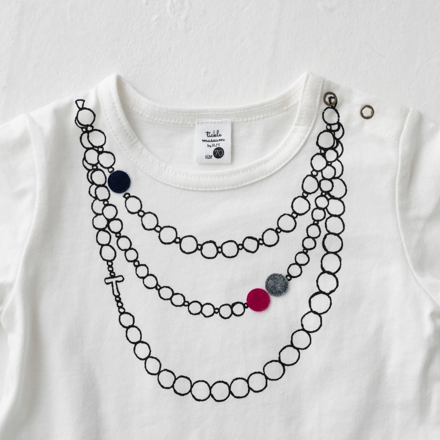 ネックレスプリントTシャツ&チュールスカート付きレギンス OFF-WHITE