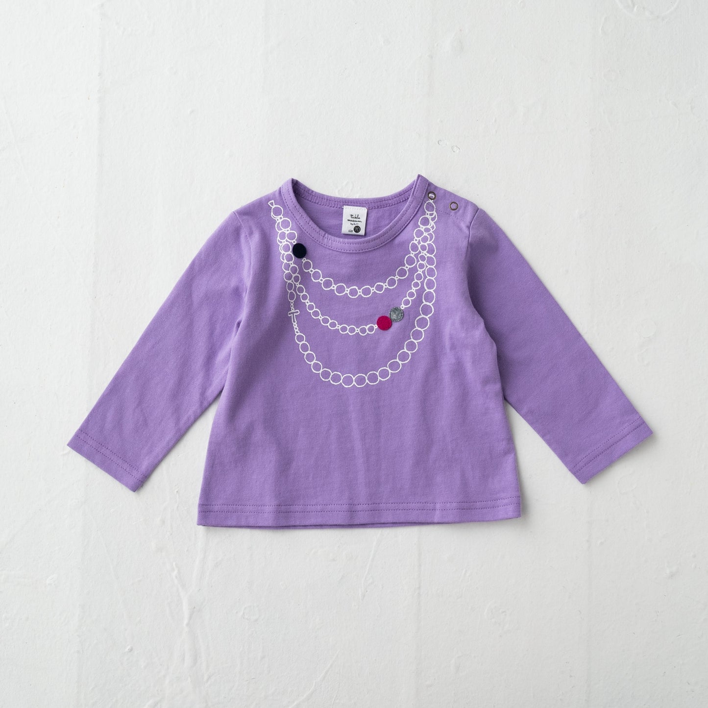 ネックレスプリントTシャツ&チュールスカート付きレギンス PURPLE