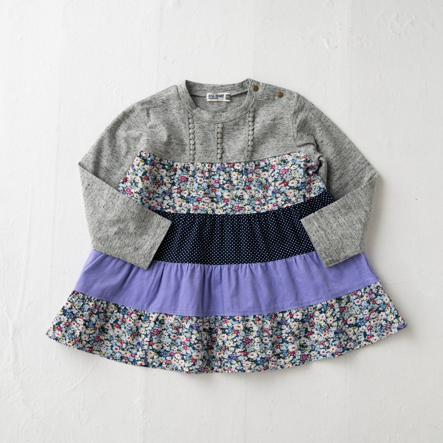 パッチワークチュニックTシャツ GREY