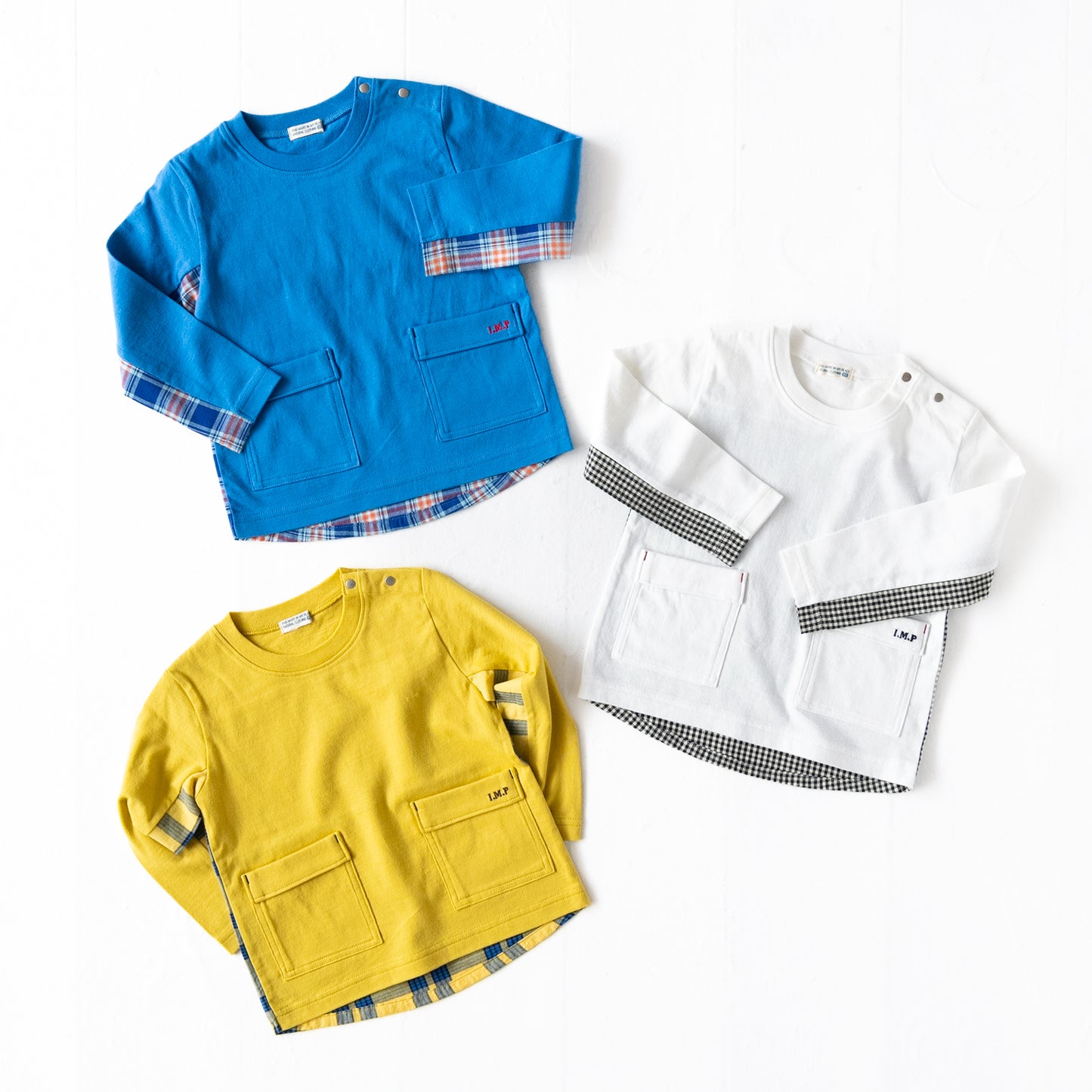 チェック切り替えTシャツ YELLOW