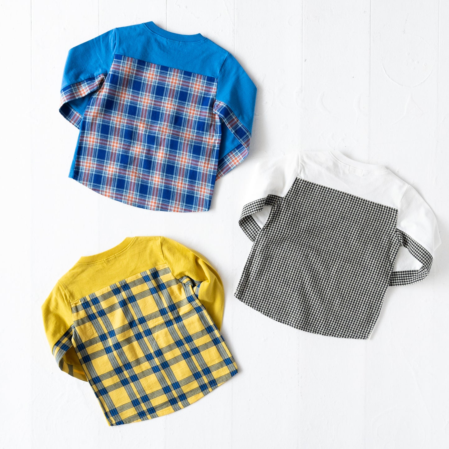 チェック切り替えTシャツ YELLOW