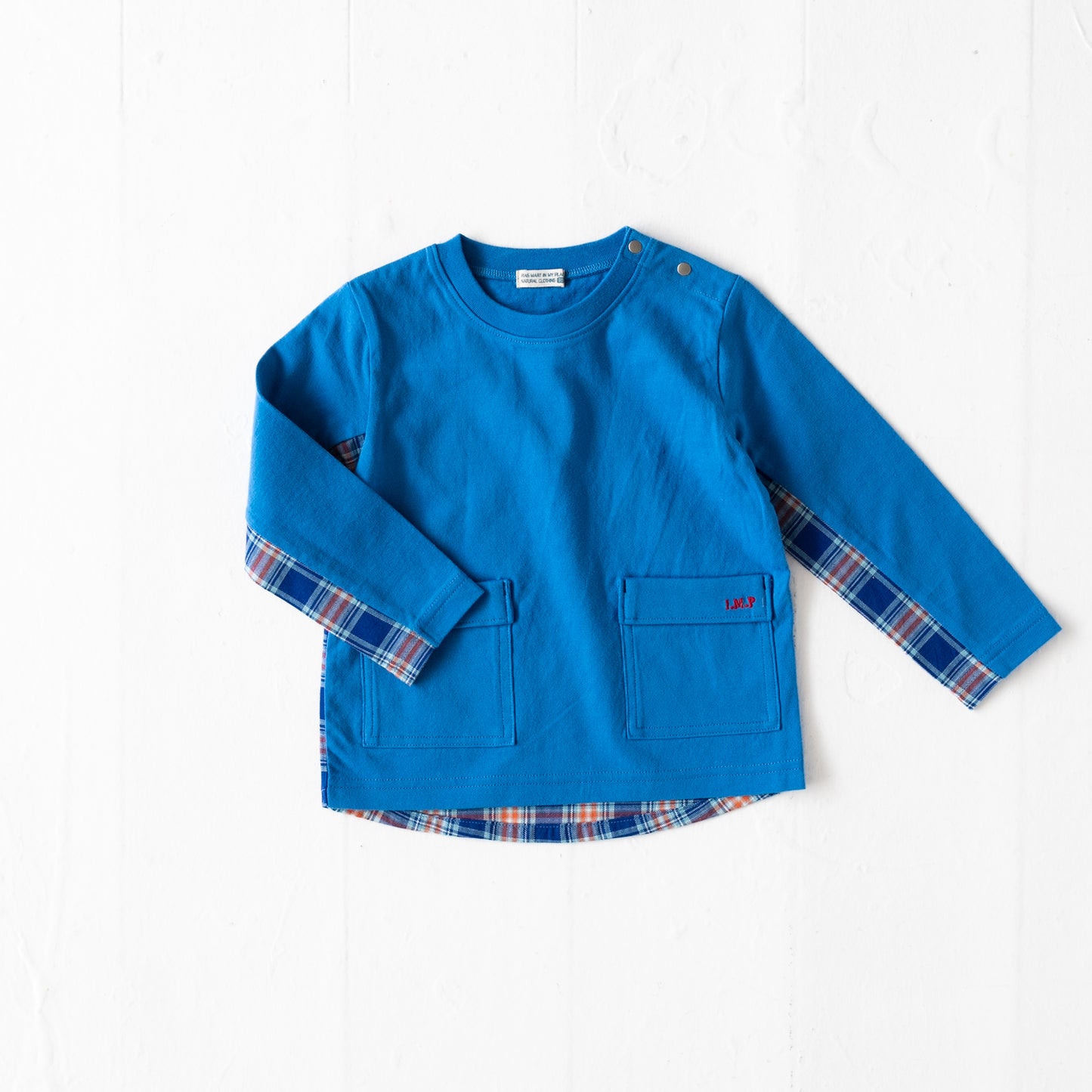 チェック切り替えTシャツ BLUE