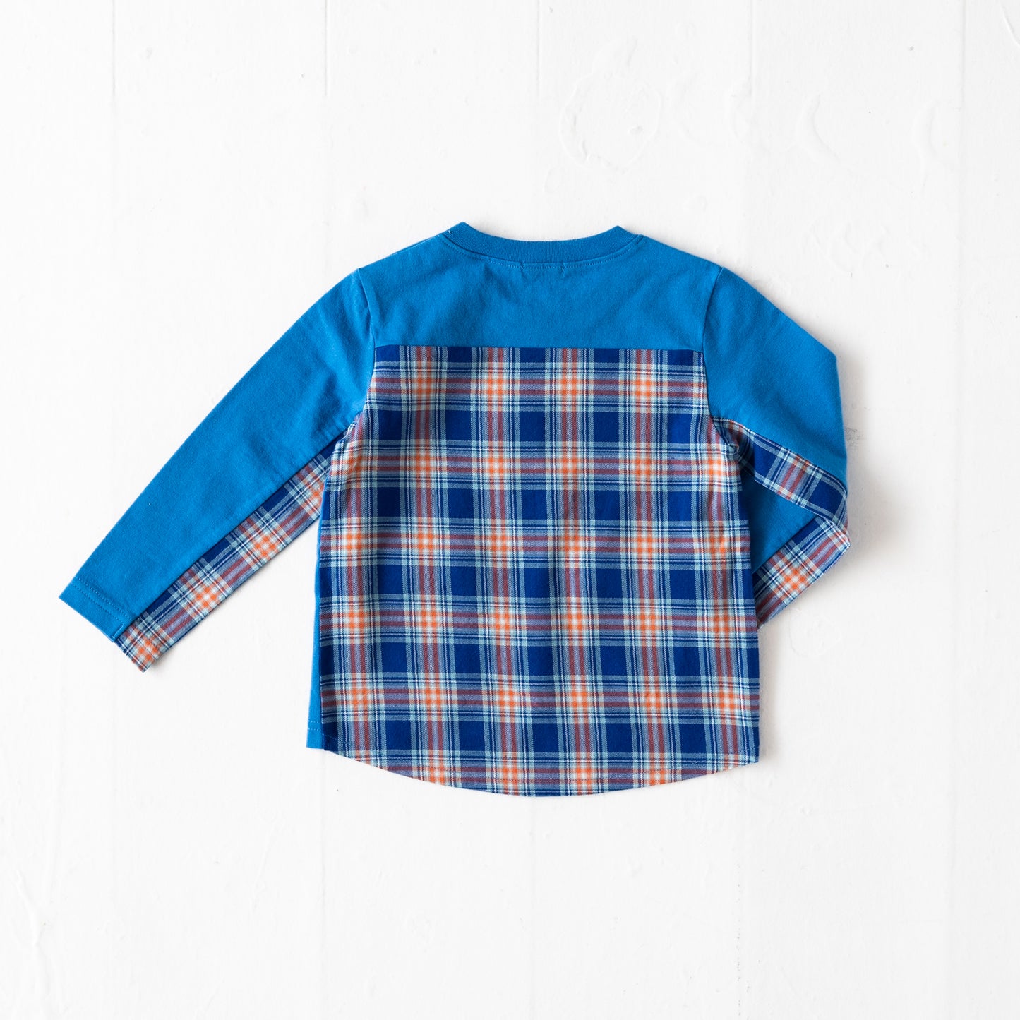 チェック切り替えTシャツ BLUE