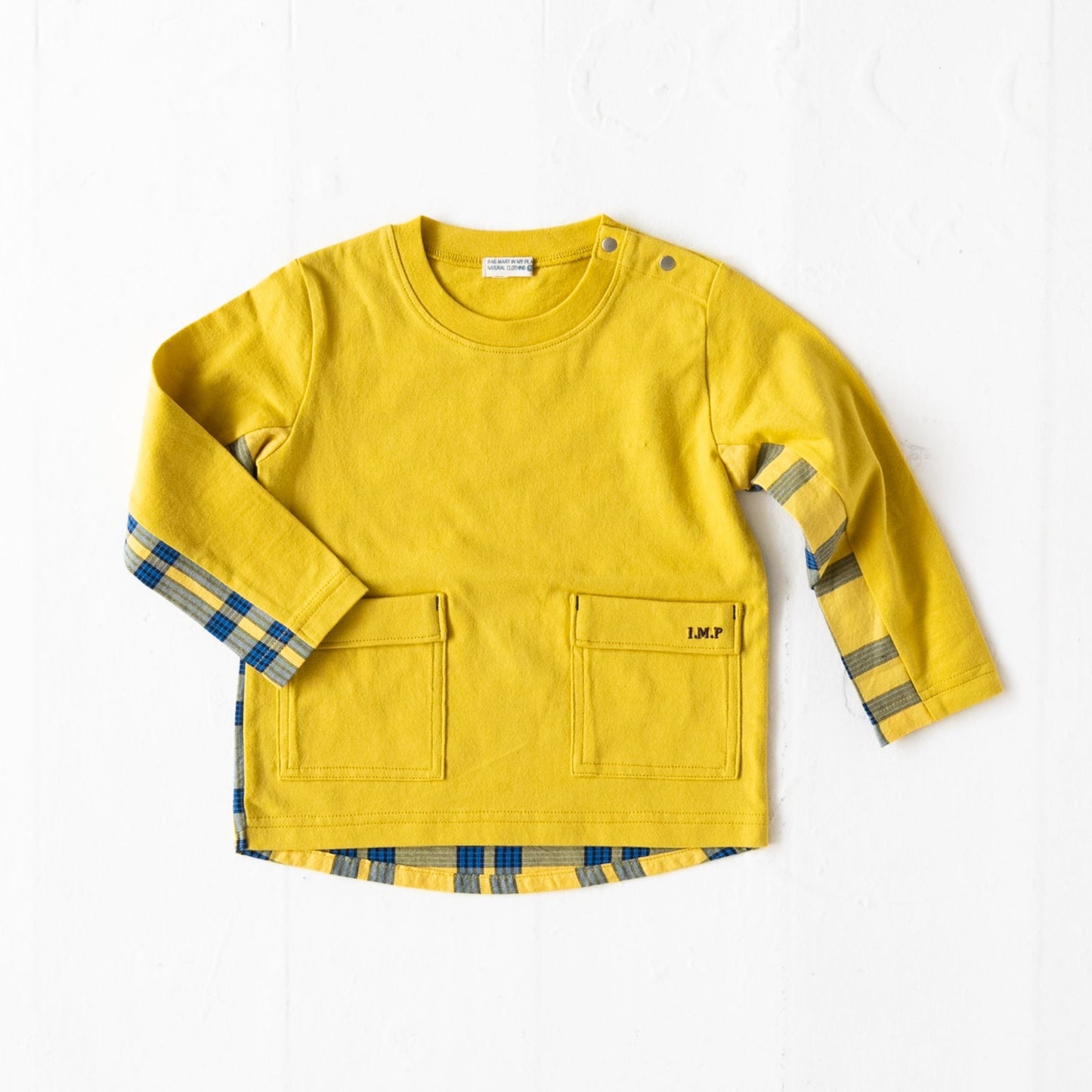 チェック切り替えTシャツ YELLOW