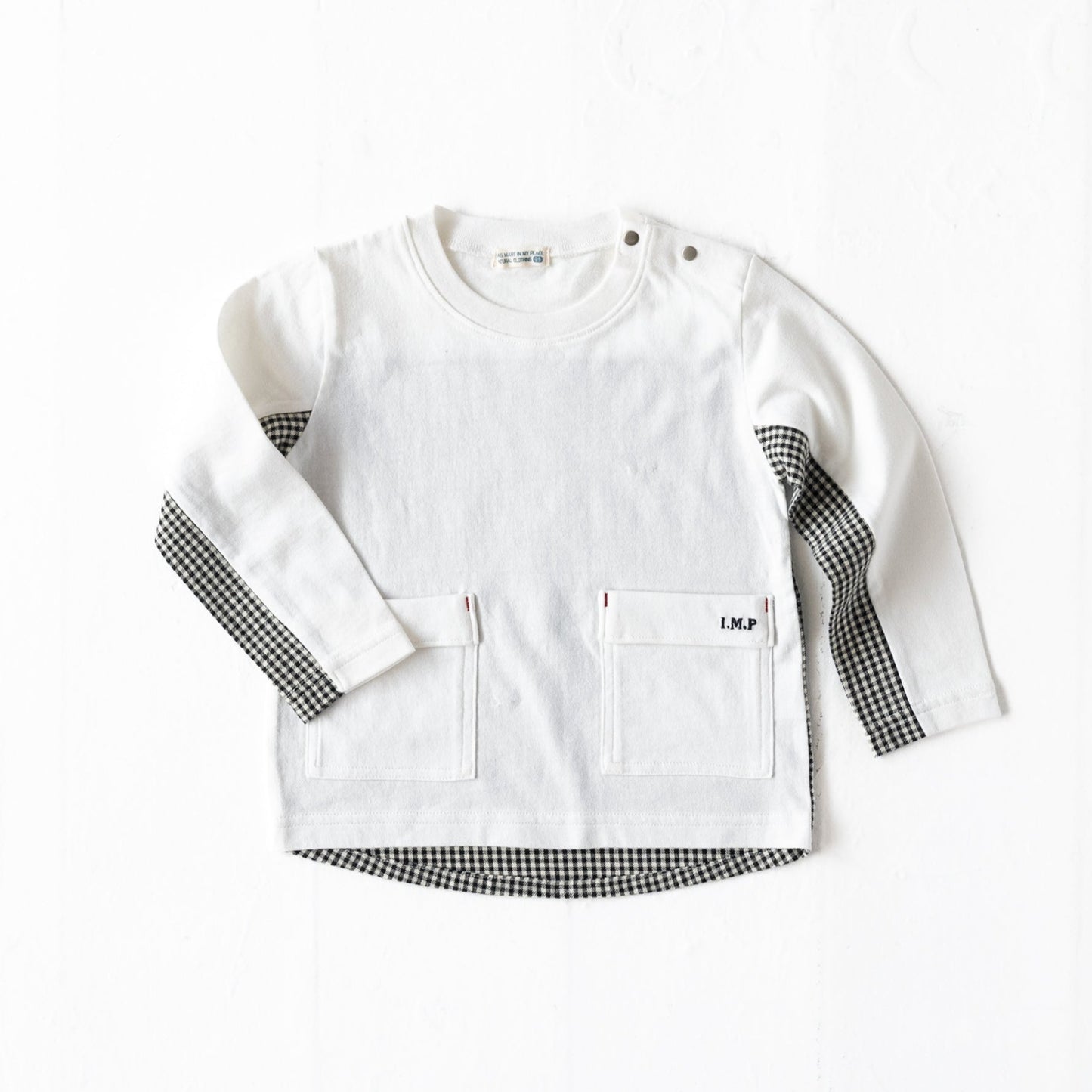 チェック切り替えTシャツ OFF-WHITE