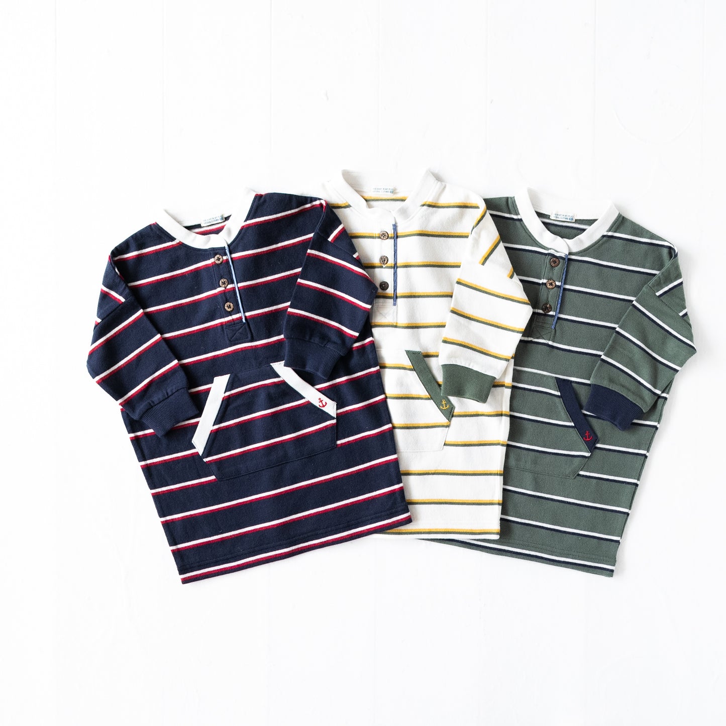ノーカラーラガーシャツワンピース NAVY