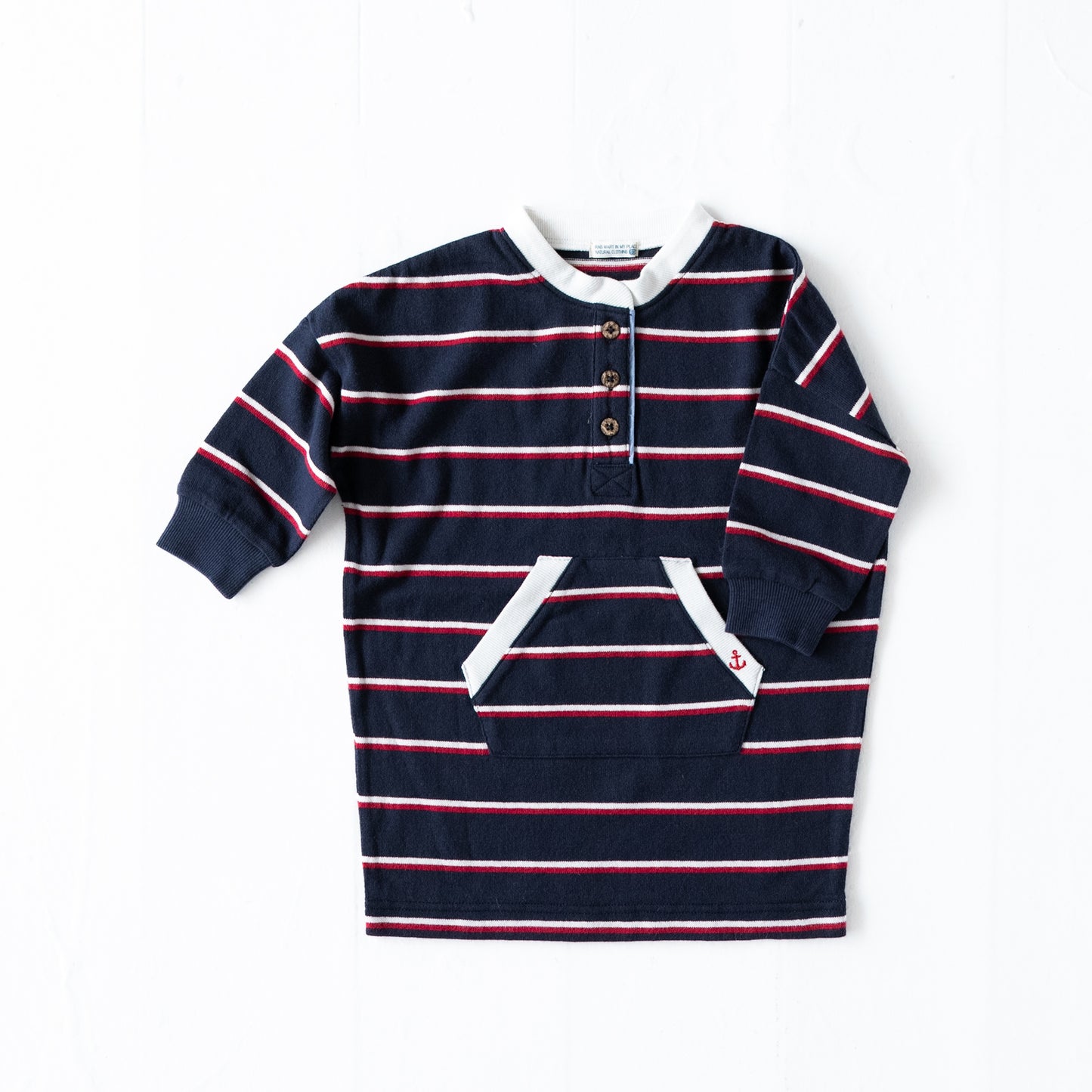 ノーカラーラガーシャツワンピース NAVY