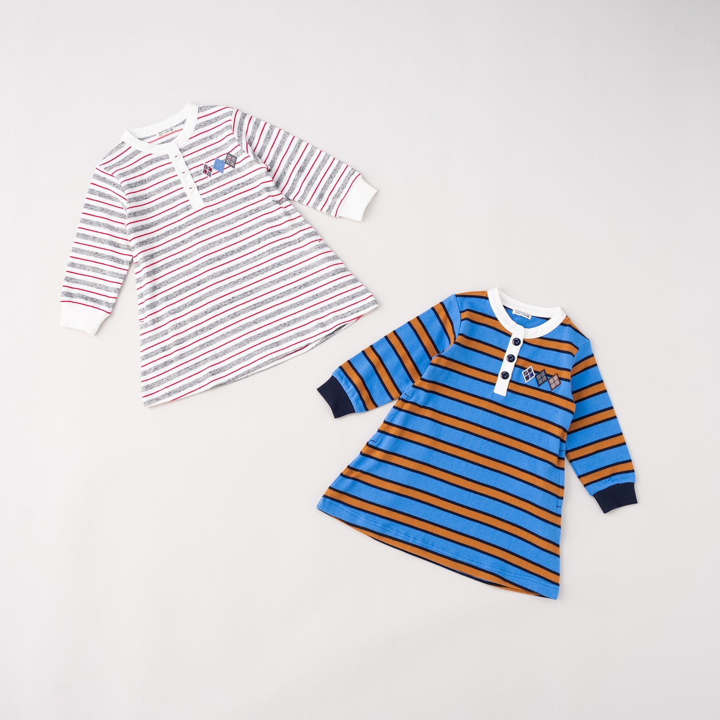 ヘンリーネックボーダーワンピース OFF-WHITE