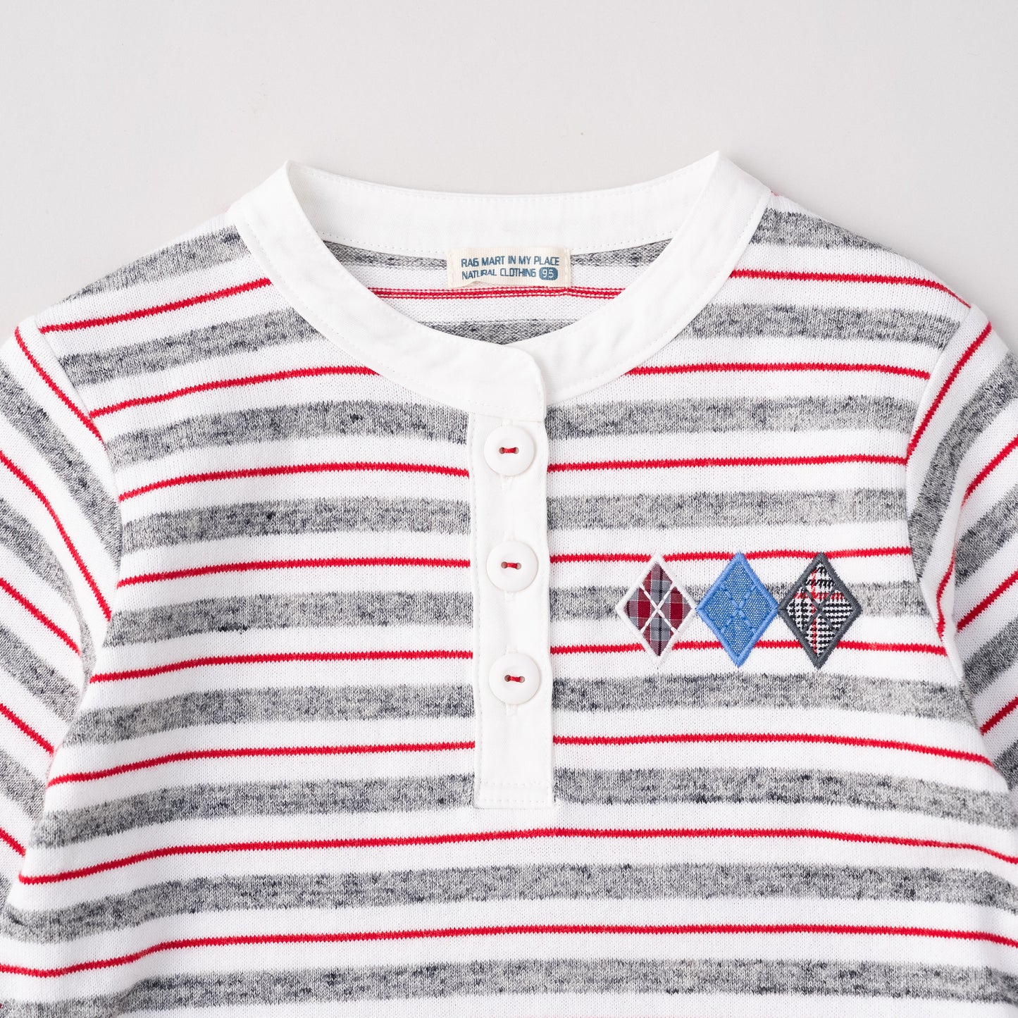 ヘンリーネックボーダーワンピース OFF-WHITE