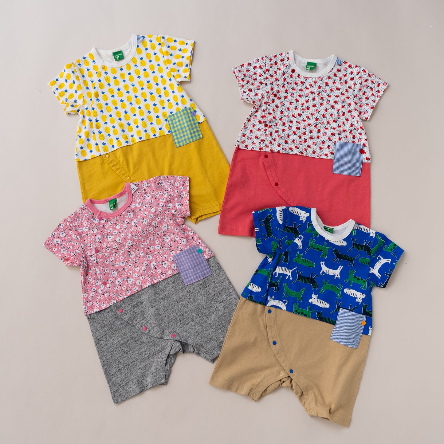 ベビープリントロンパース【パイン】 YELLOW