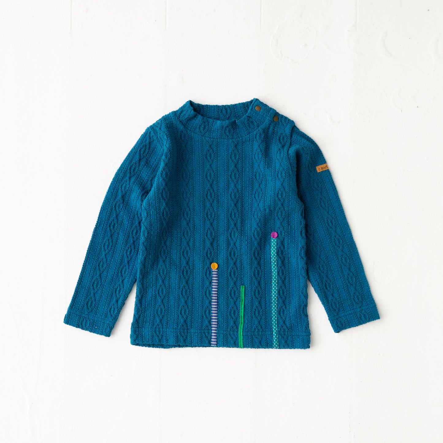 ケーブルニットハイネックTシャツ BLUE