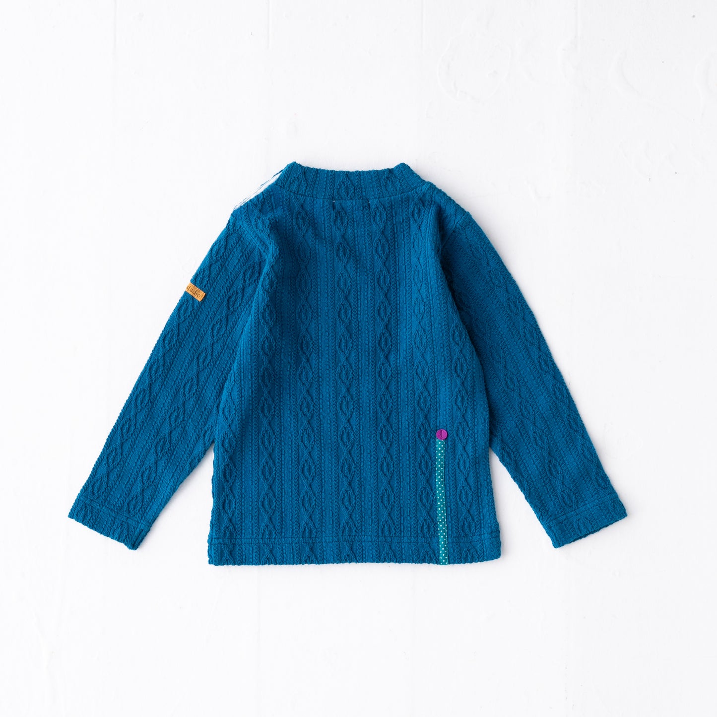 ケーブルニットハイネックTシャツ BLUE