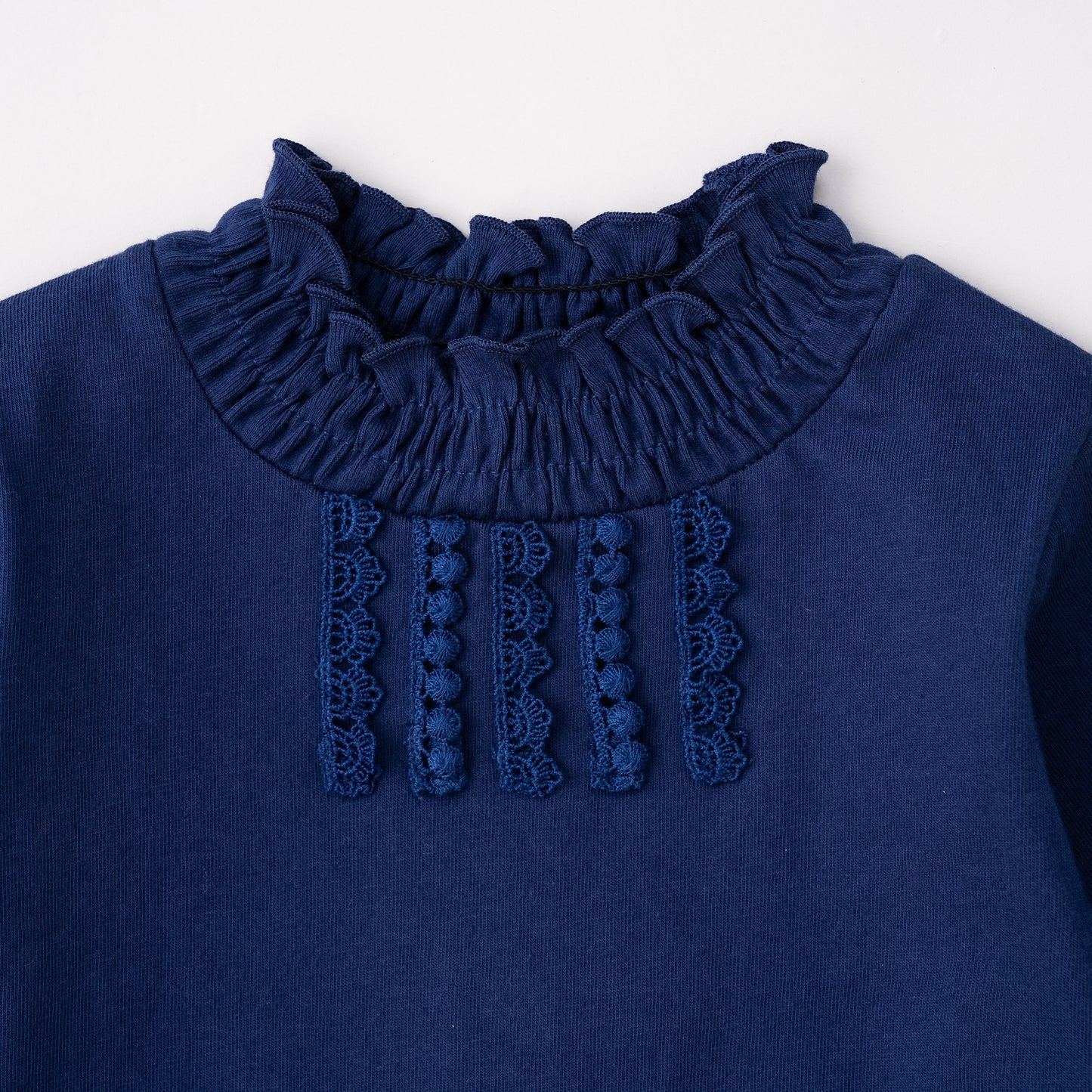 フリルハイネックTシャツ NAVY