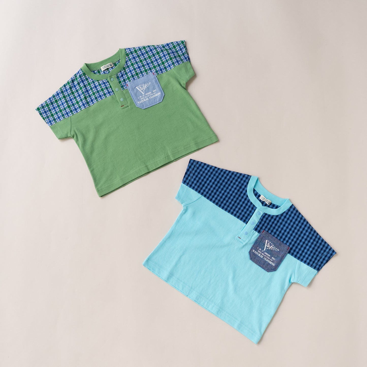 ヘンリーネックポケットTシャツ SAXE