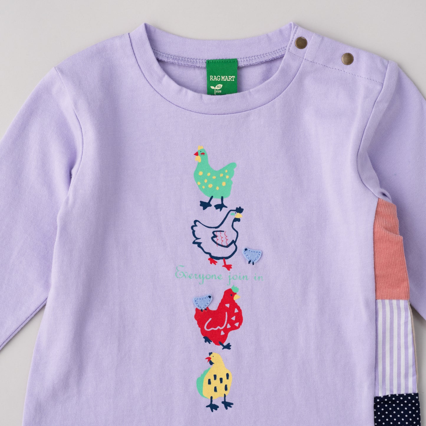 ベビープリントTシャツ【ニワトリ】 PURPLE