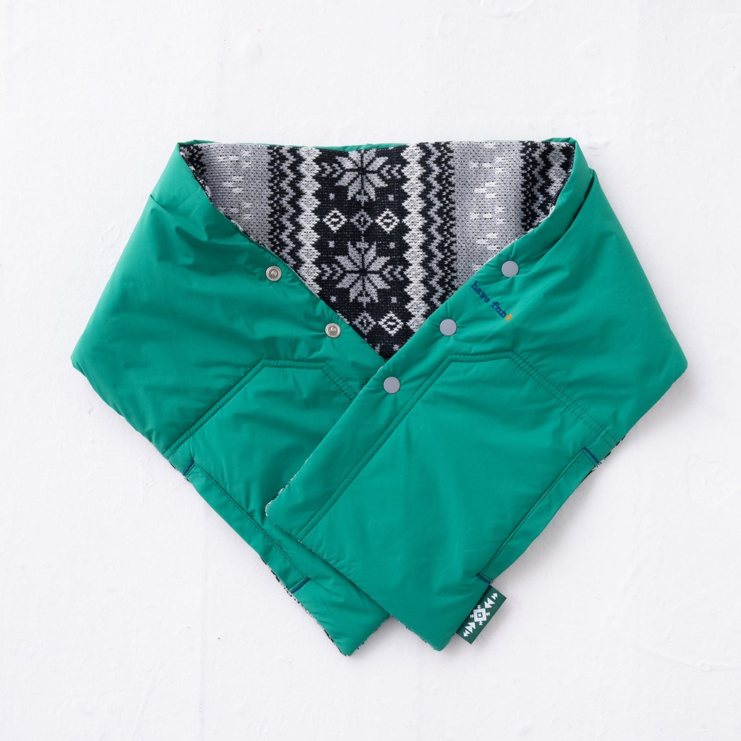 リバーシブル中綿ストール GREEN