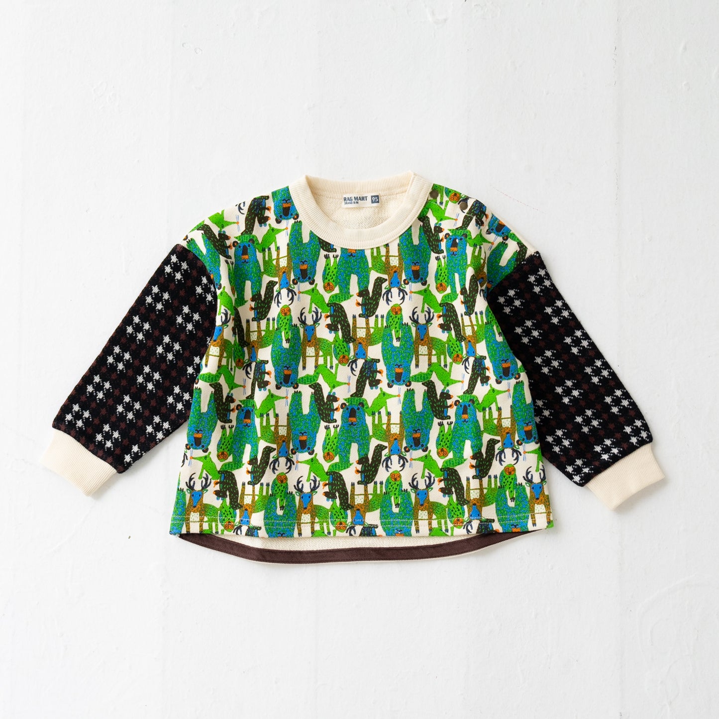 ジャカード袖トレーナー GREEN