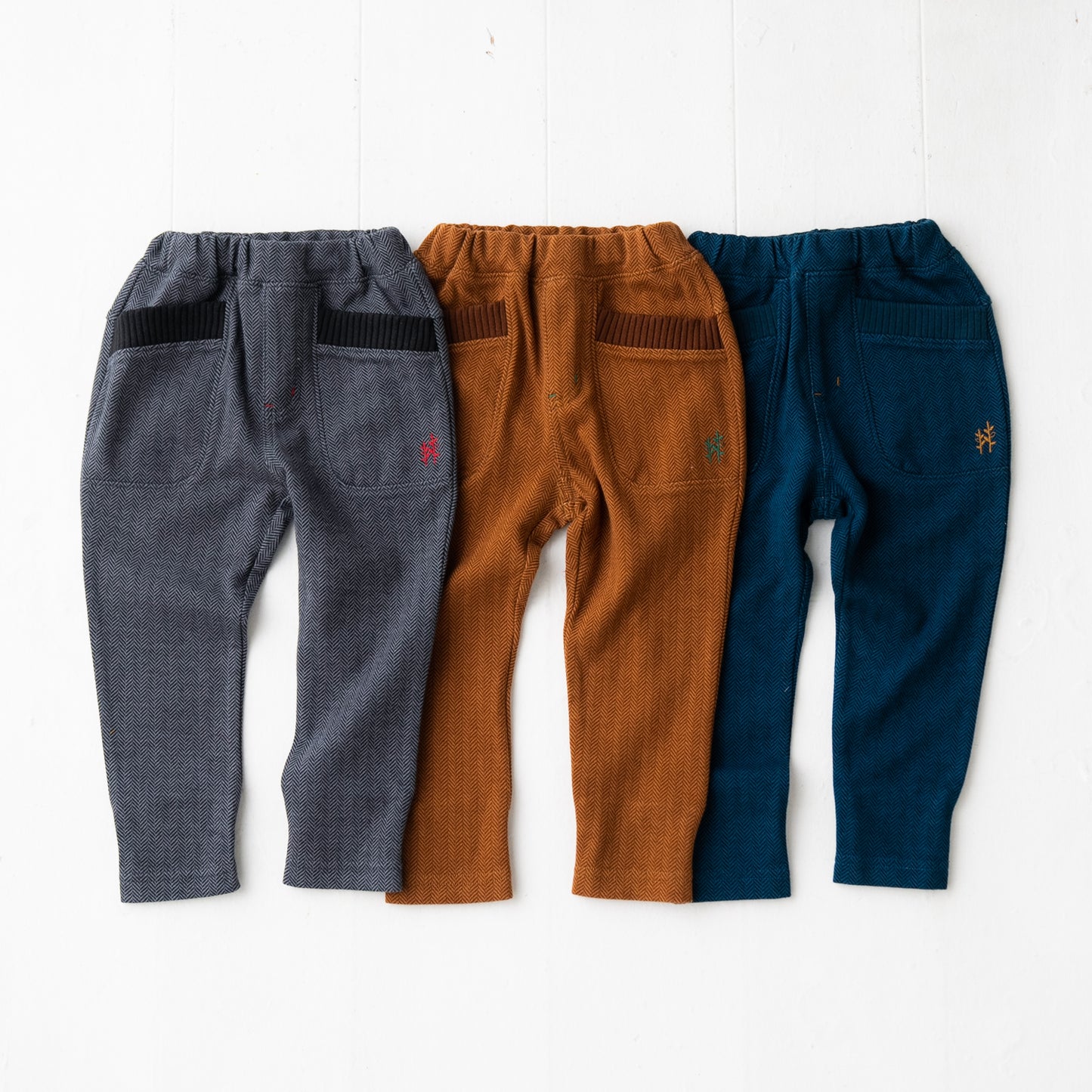 ニットへリンボーンパンツ BROWN