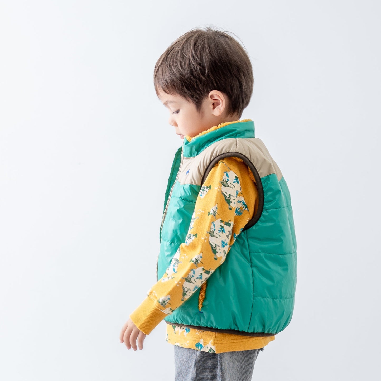 リバーシブルナイロンベスト GREEN