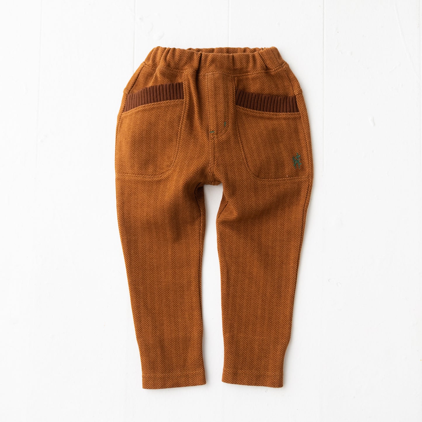 ニットへリンボーンパンツ BROWN