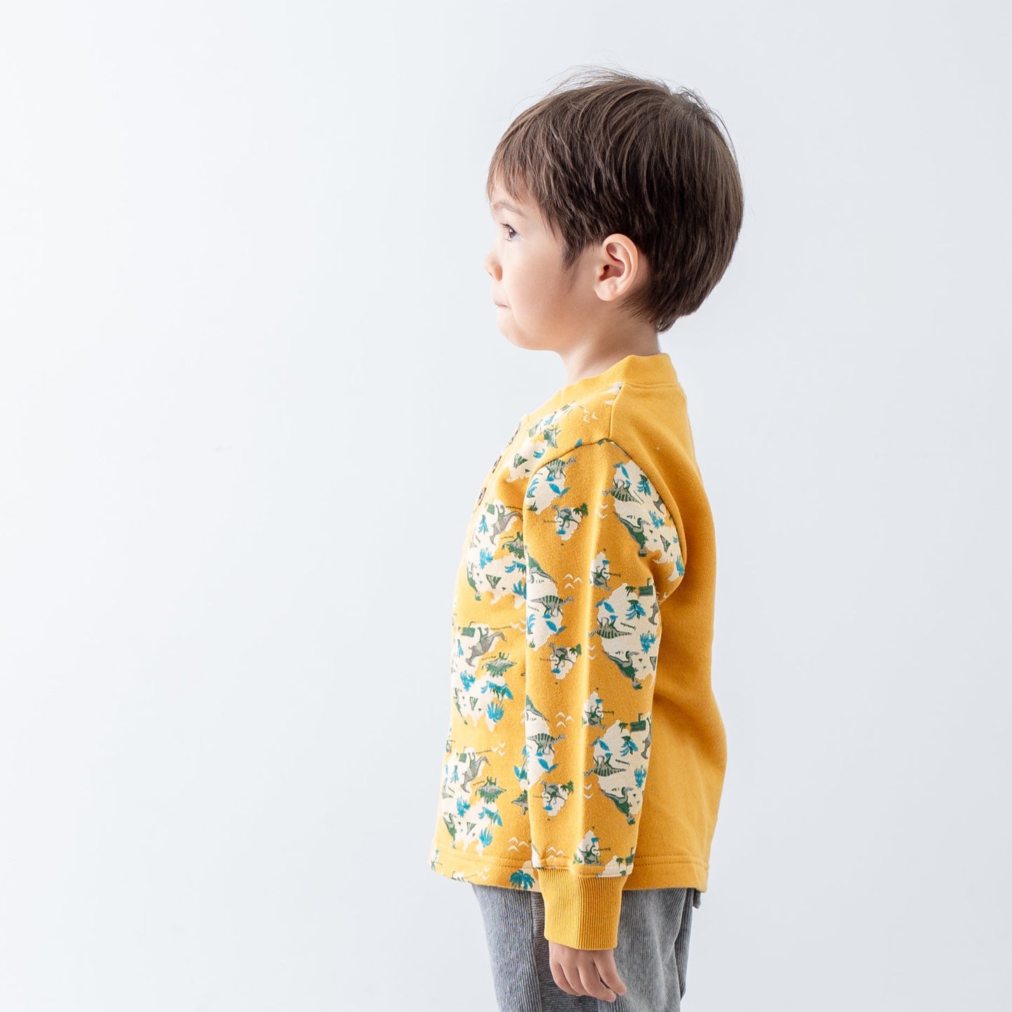 恐竜総柄プリントトレーナー YELLOW