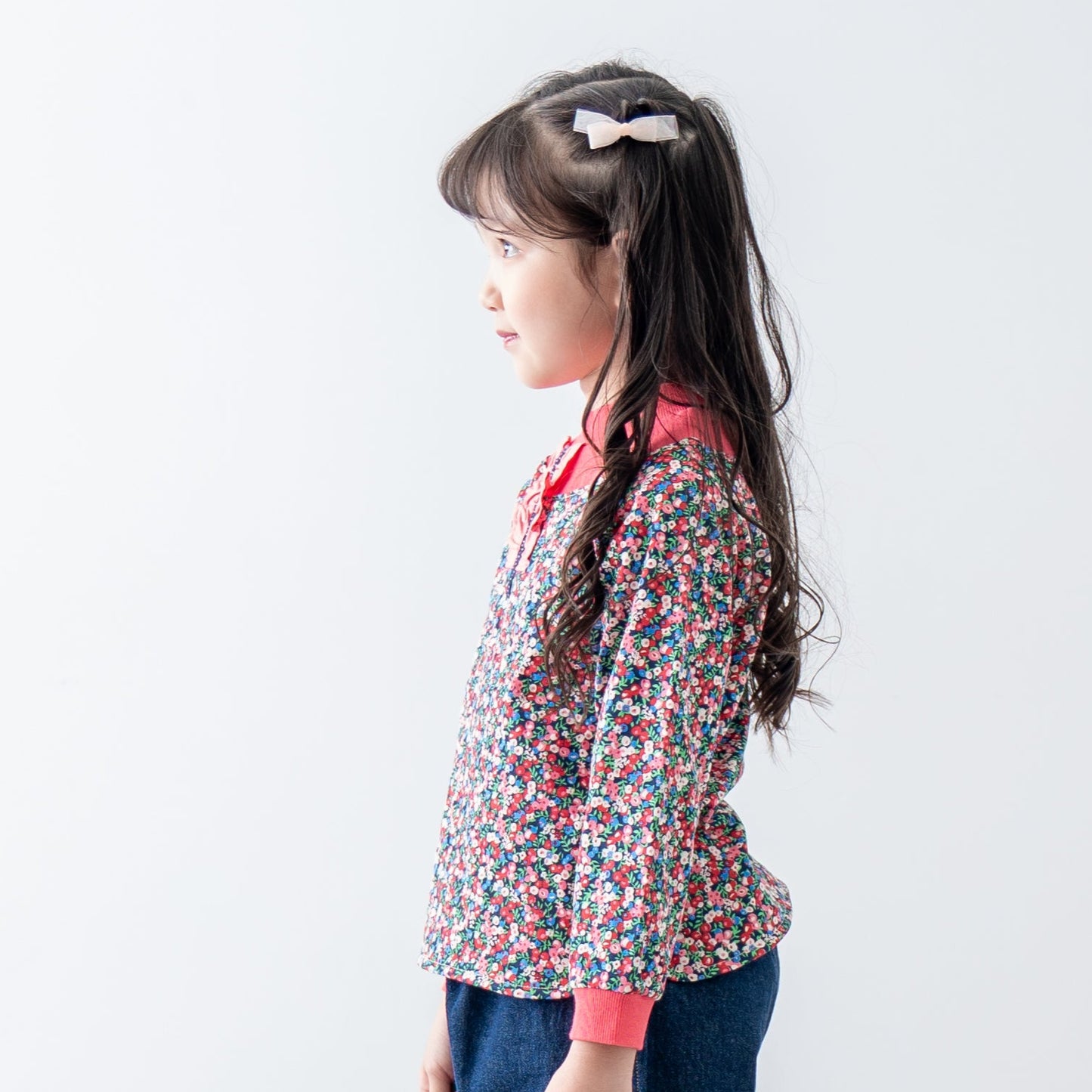 小花柄プリントトレーナー RED