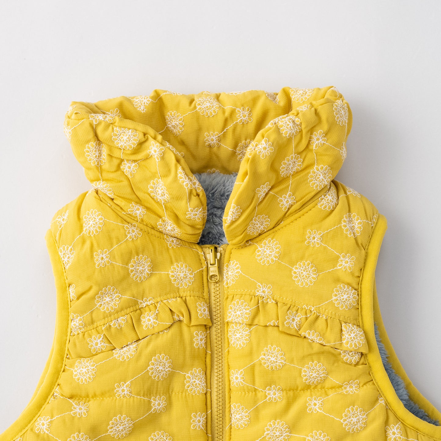 刺繍丸襟ベスト【リバーシブル】 YELLOW