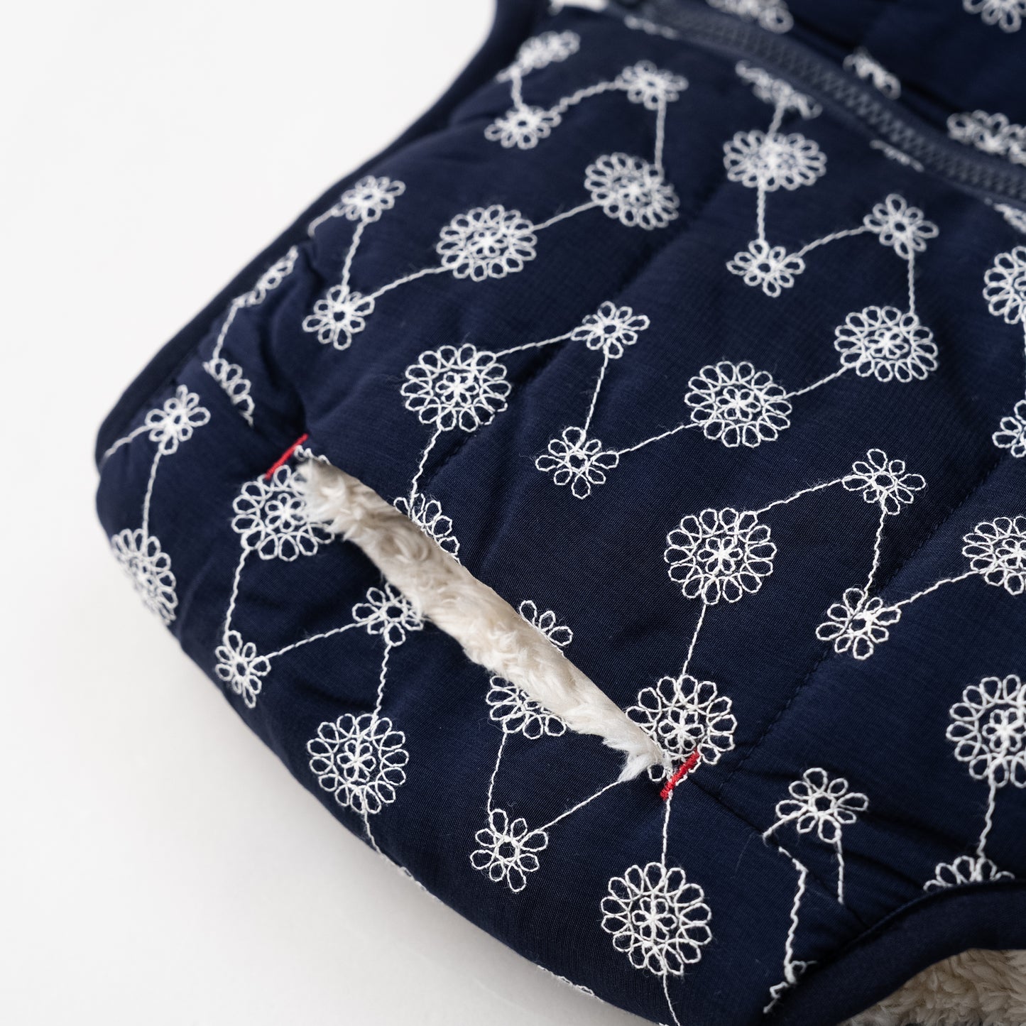 刺繍丸襟ベスト【リバーシブル】 NAVY