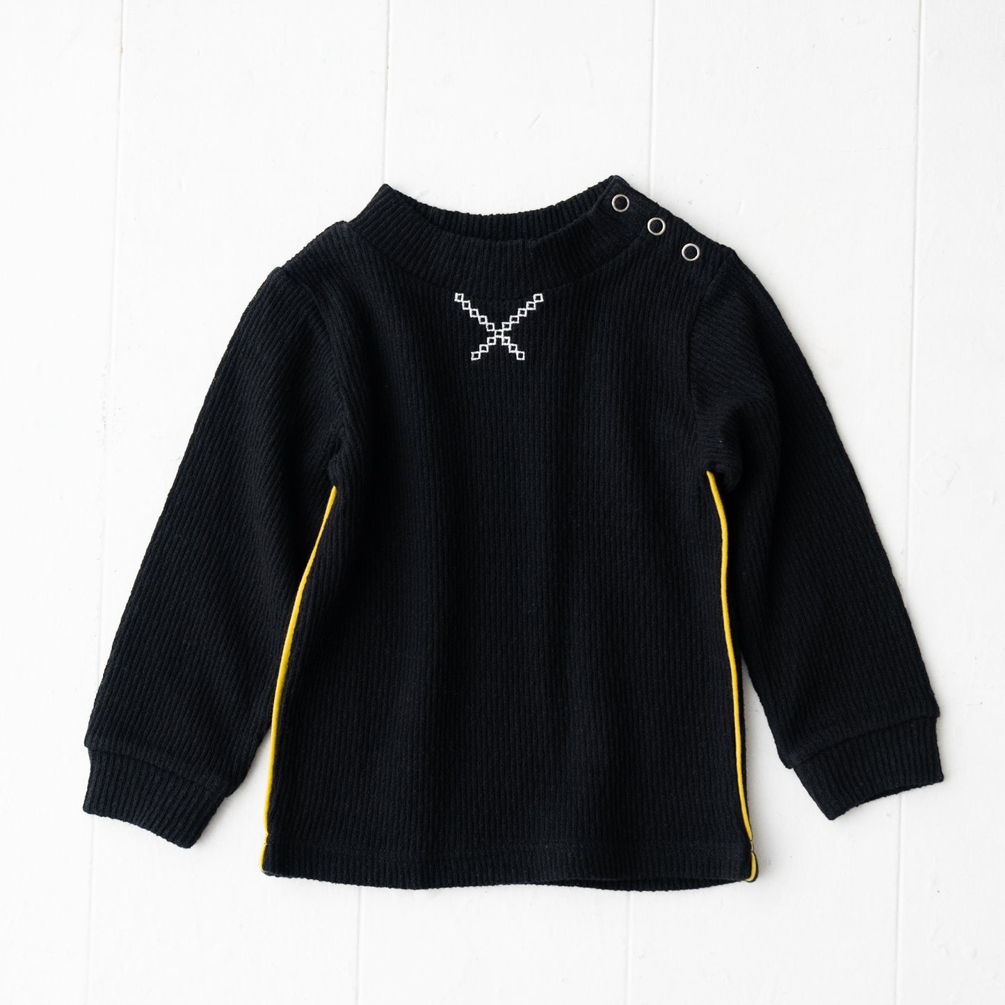 ジャガードリブTシャツ BLACK