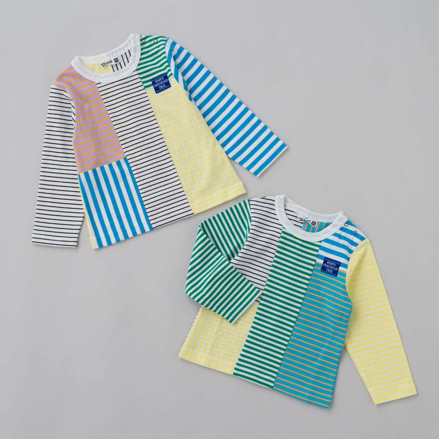パッチワークボーダーTシャツ OFF-WHITE