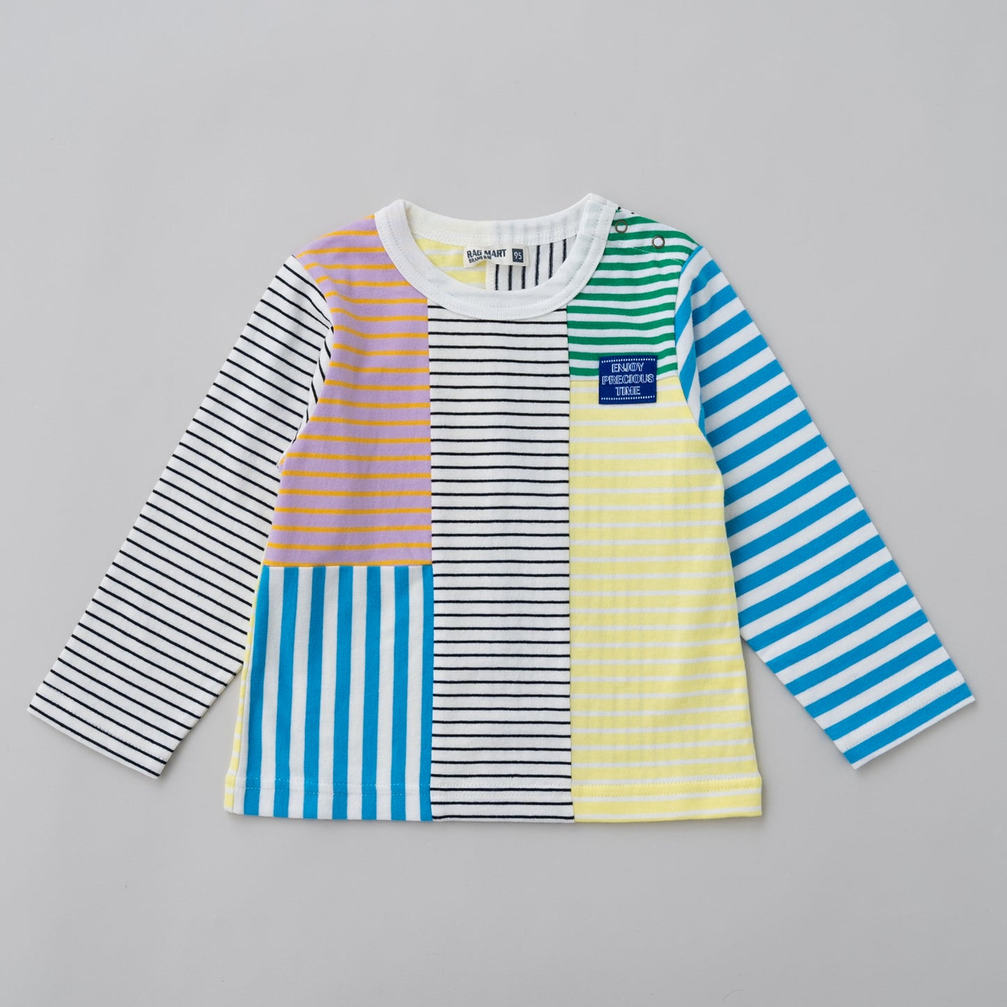 パッチワークボーダーTシャツ OFF-WHITE