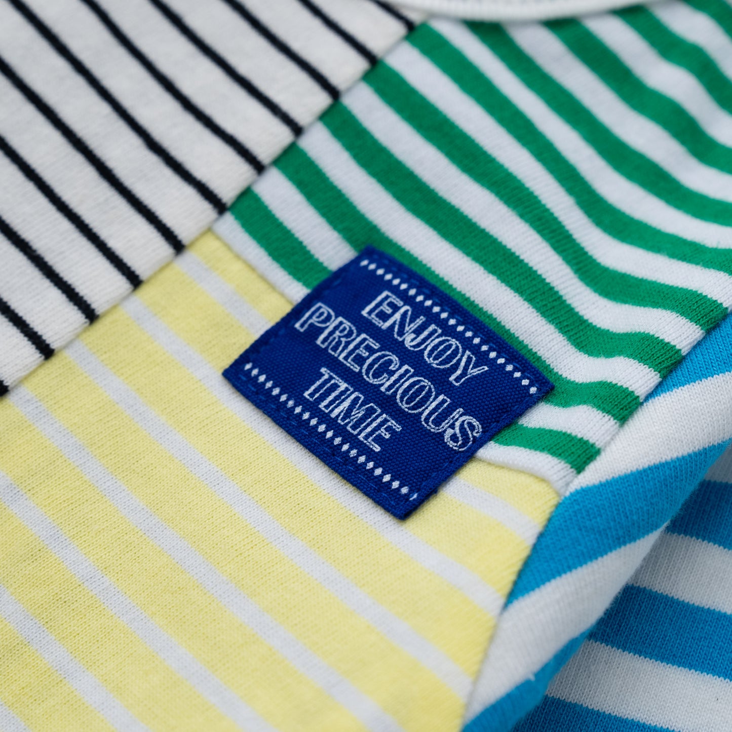 パッチワークボーダーTシャツ OFF-WHITE
