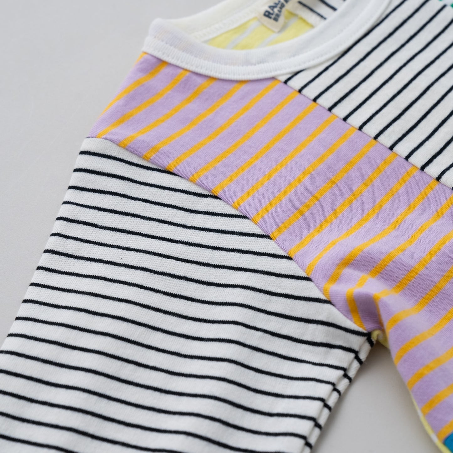 パッチワークボーダーTシャツ OFF-WHITE