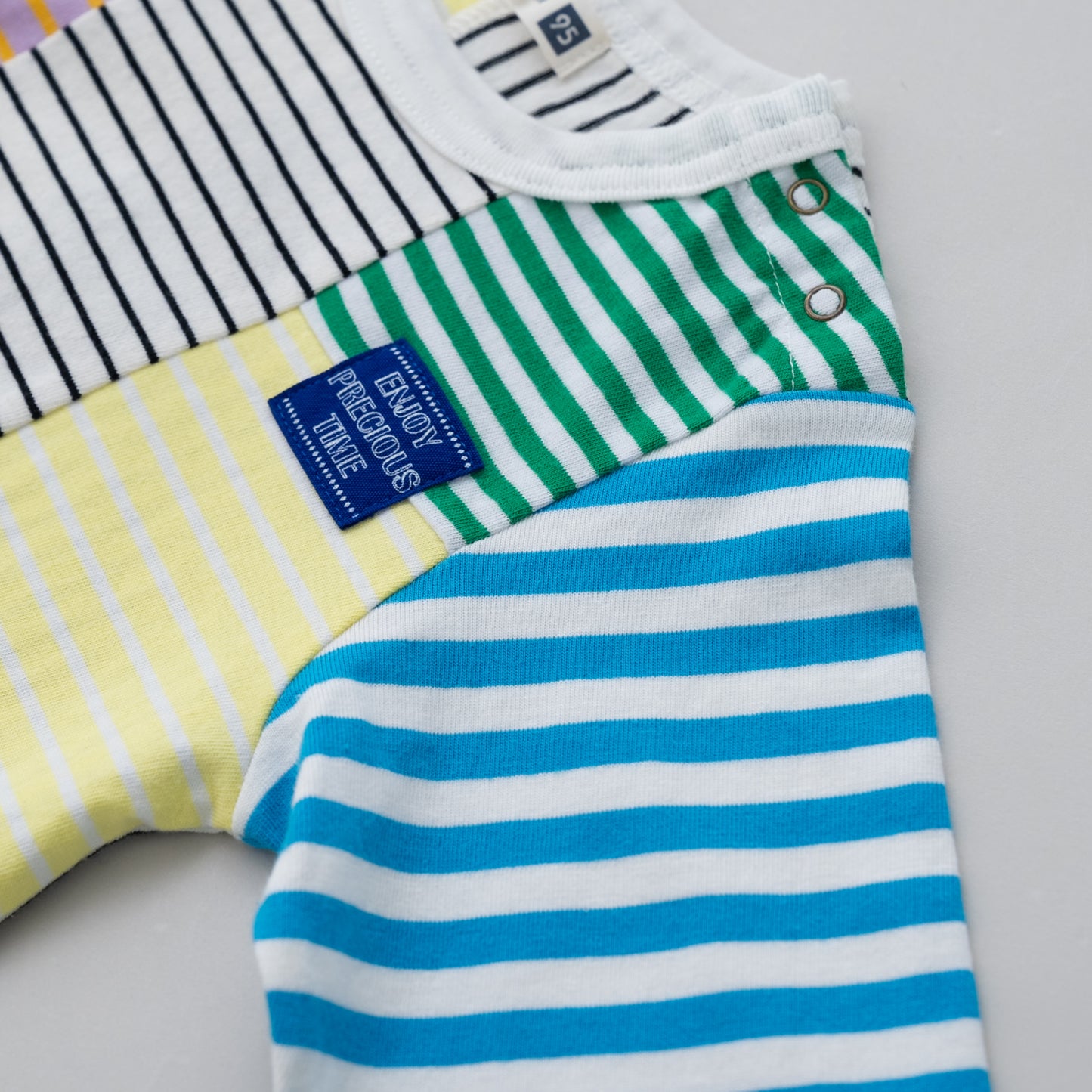 パッチワークボーダーTシャツ OFF-WHITE