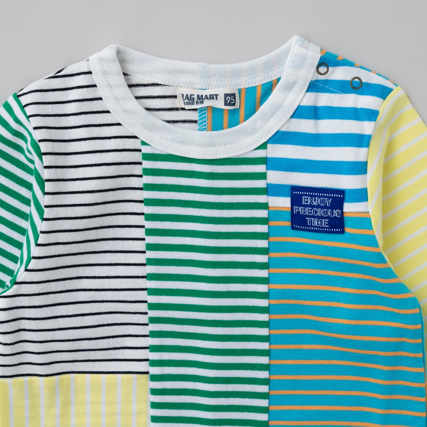 パッチワークボーダーTシャツ GREEN