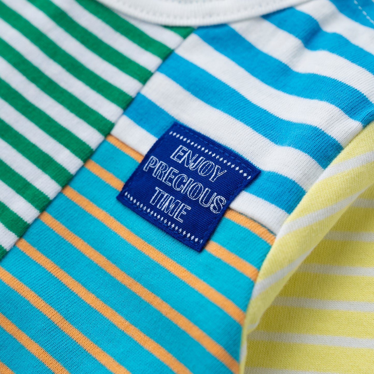 パッチワークボーダーTシャツ GREEN