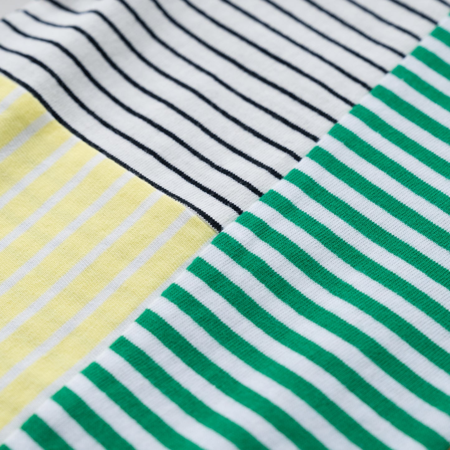 パッチワークボーダーTシャツ GREEN