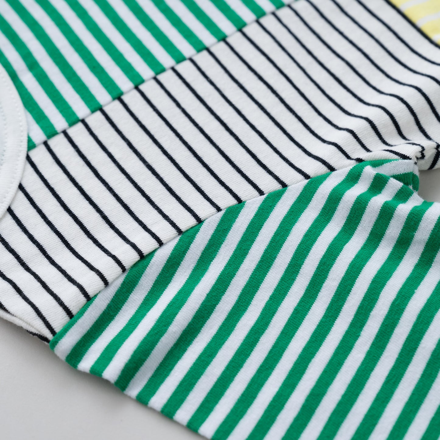 パッチワークボーダーTシャツ GREEN