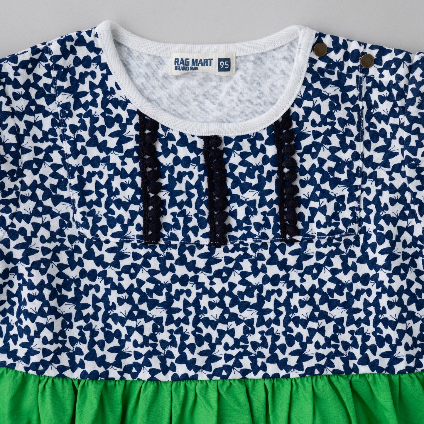 総柄プリント切り替えワンピース NAVY