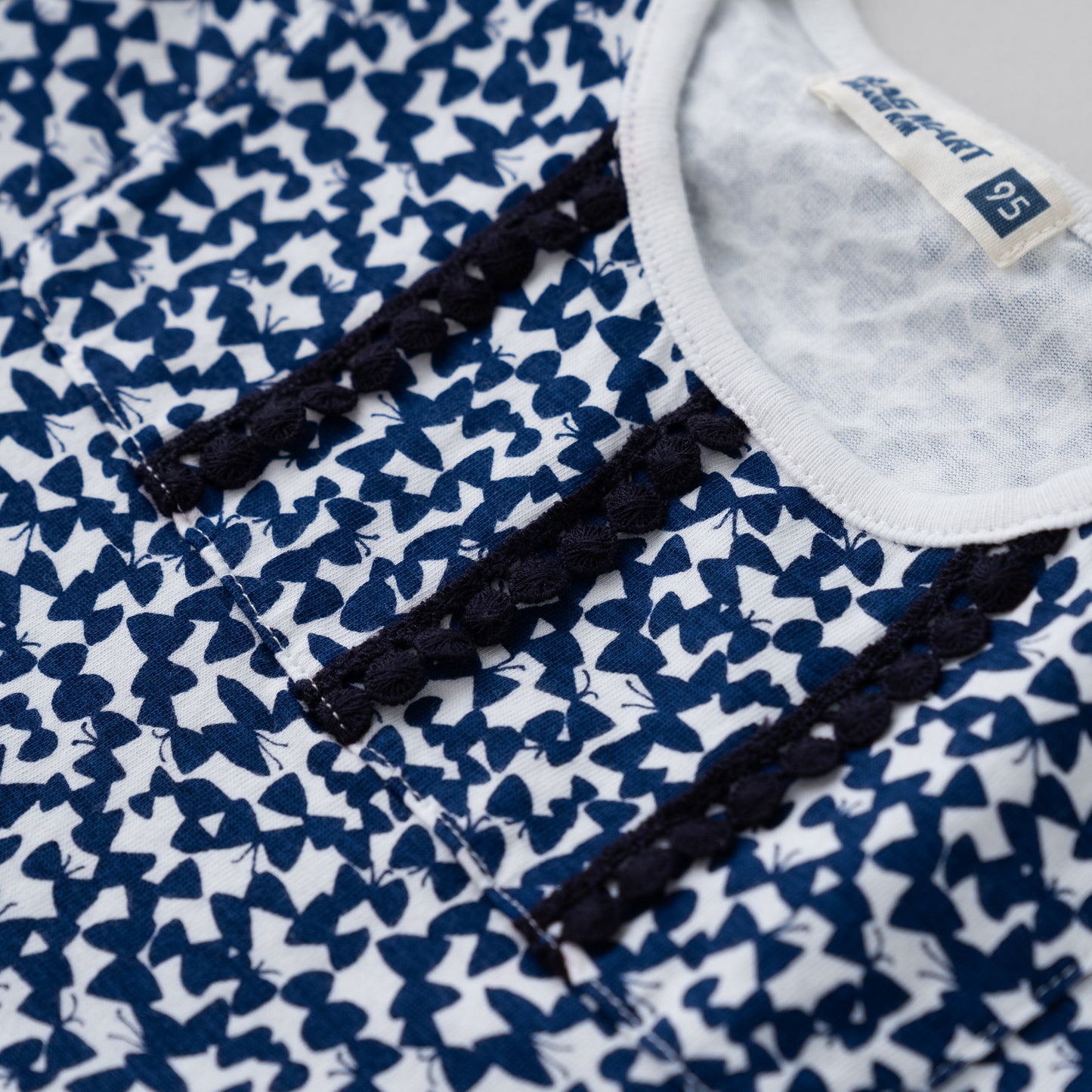 総柄プリント切り替えワンピース NAVY