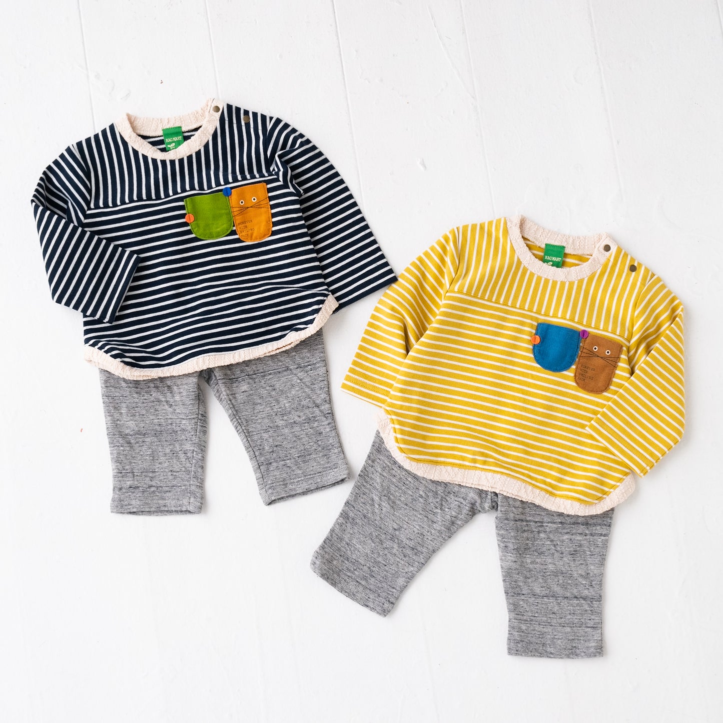 ボーダーTシャツ&パンツセット NAVY