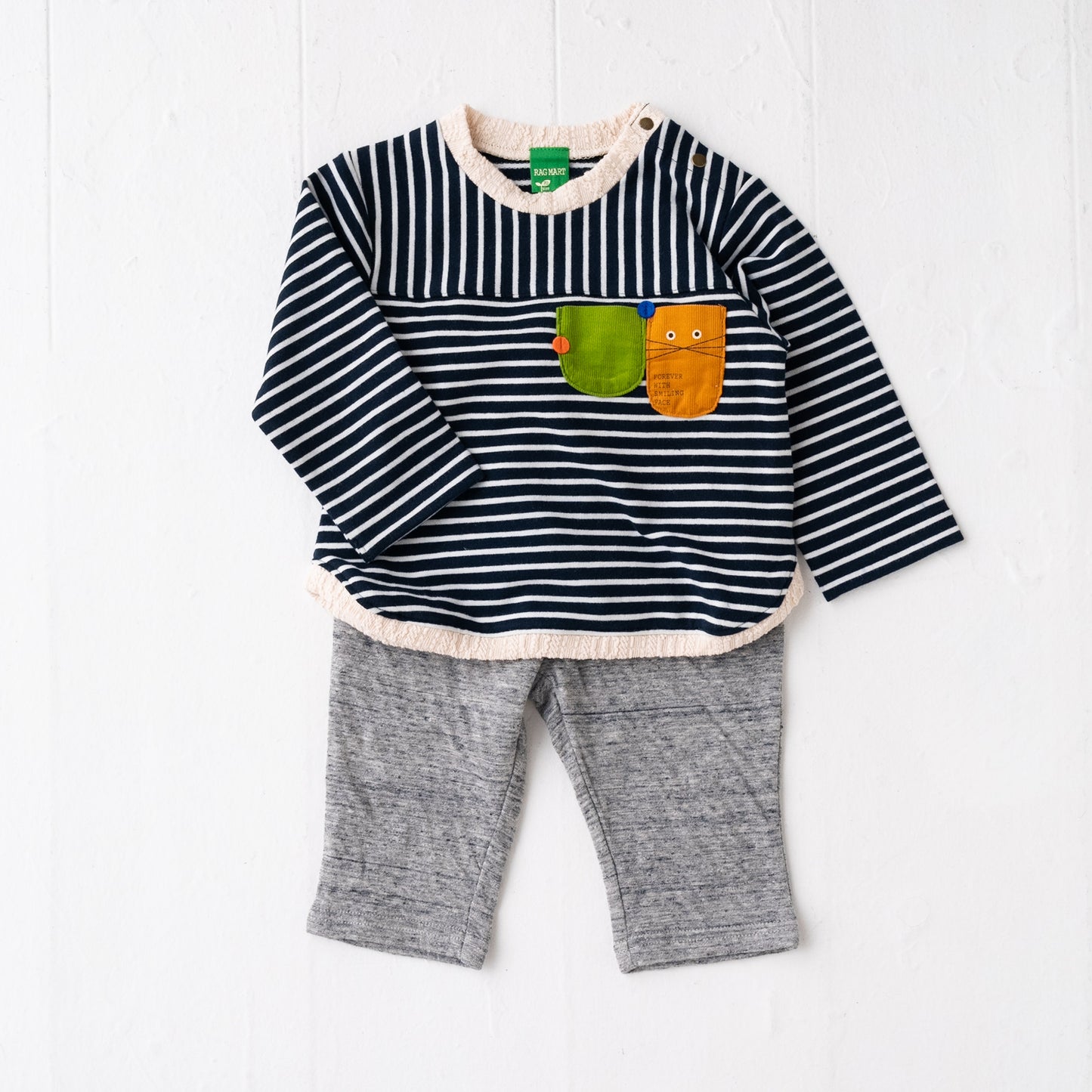 ボーダーTシャツ&パンツセット NAVY