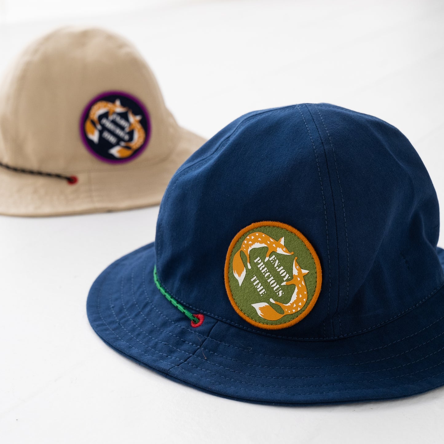 ワッペン付きサファリハット NAVY